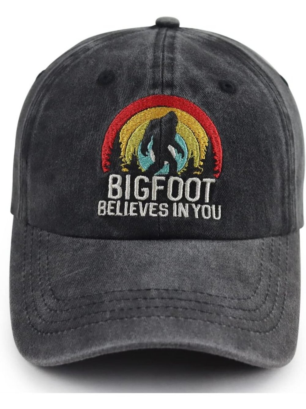 Embroidered Bigfoot Baseball Cap - Adjustable Retro Cotton Denim Hat